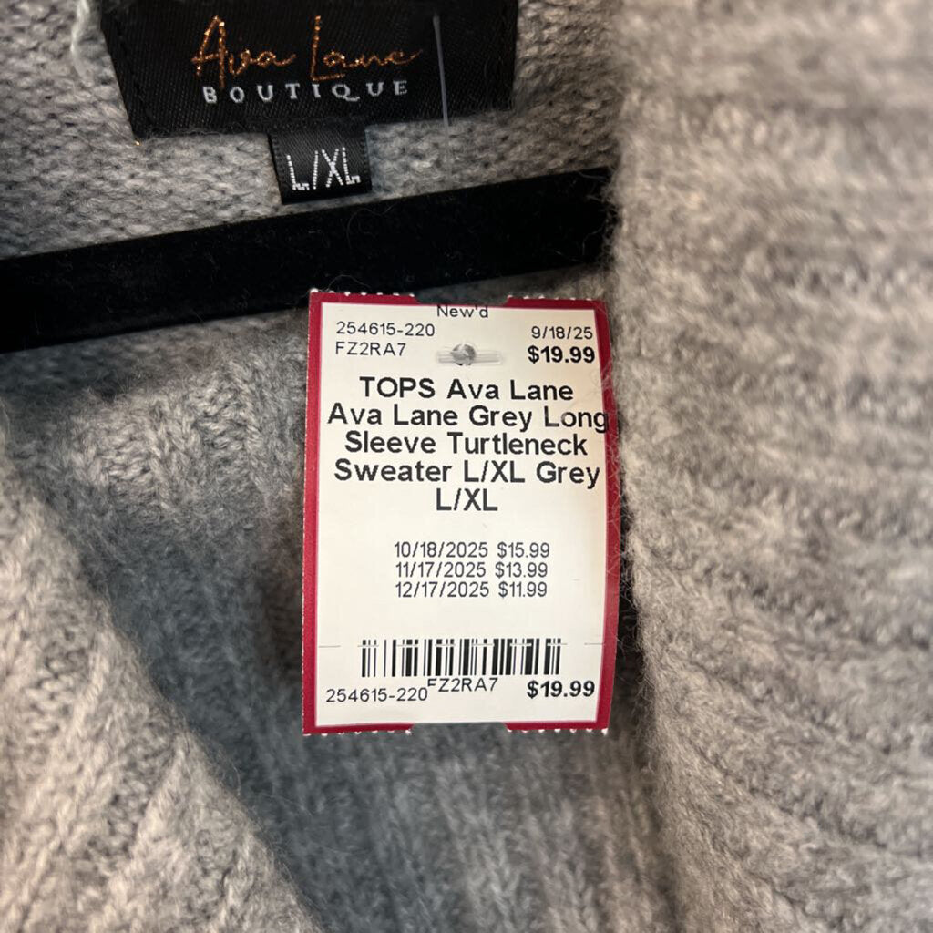 Ava Lane Grey Long Sleeve Turtleneck Sweater L/XL