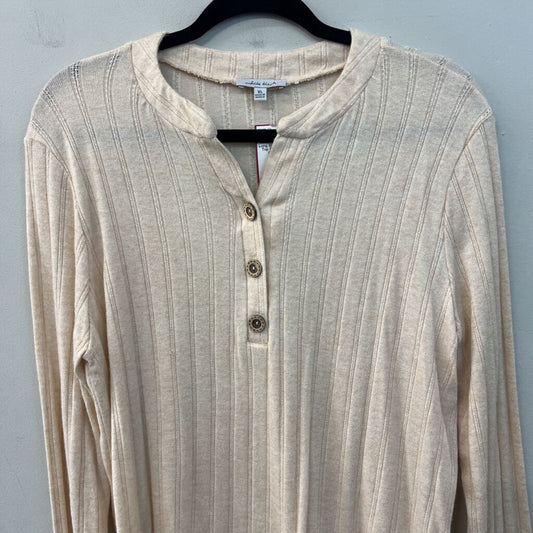 White Birch Beige Long Sleeve Henley Top Extra Large