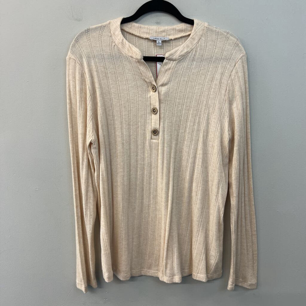 White Birch Beige Long Sleeve Henley Top Extra Large