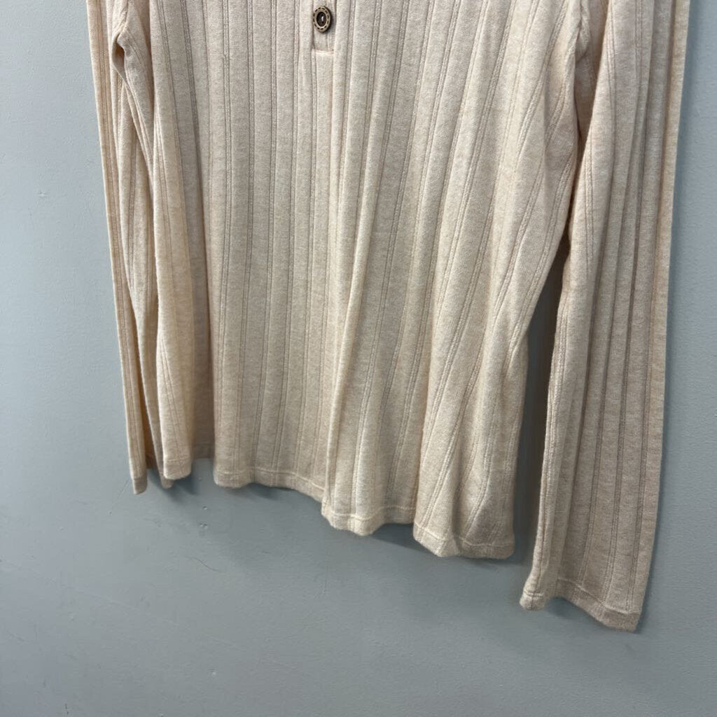 White Birch Beige Long Sleeve Henley Top Extra Large