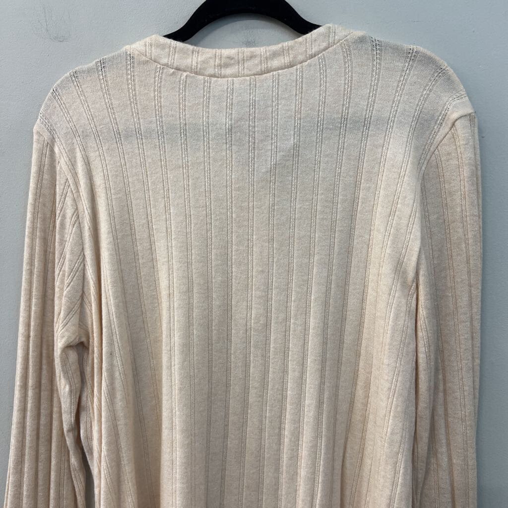 White Birch Beige Long Sleeve Henley Top Extra Large