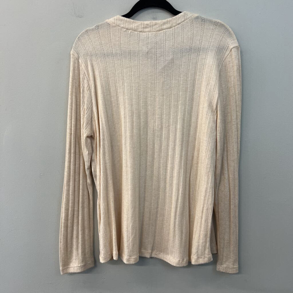 White Birch Beige Long Sleeve Henley Top Extra Large