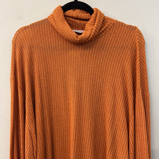 Andree Orange Knit Long Sleeve Turtleneck Sweater Large