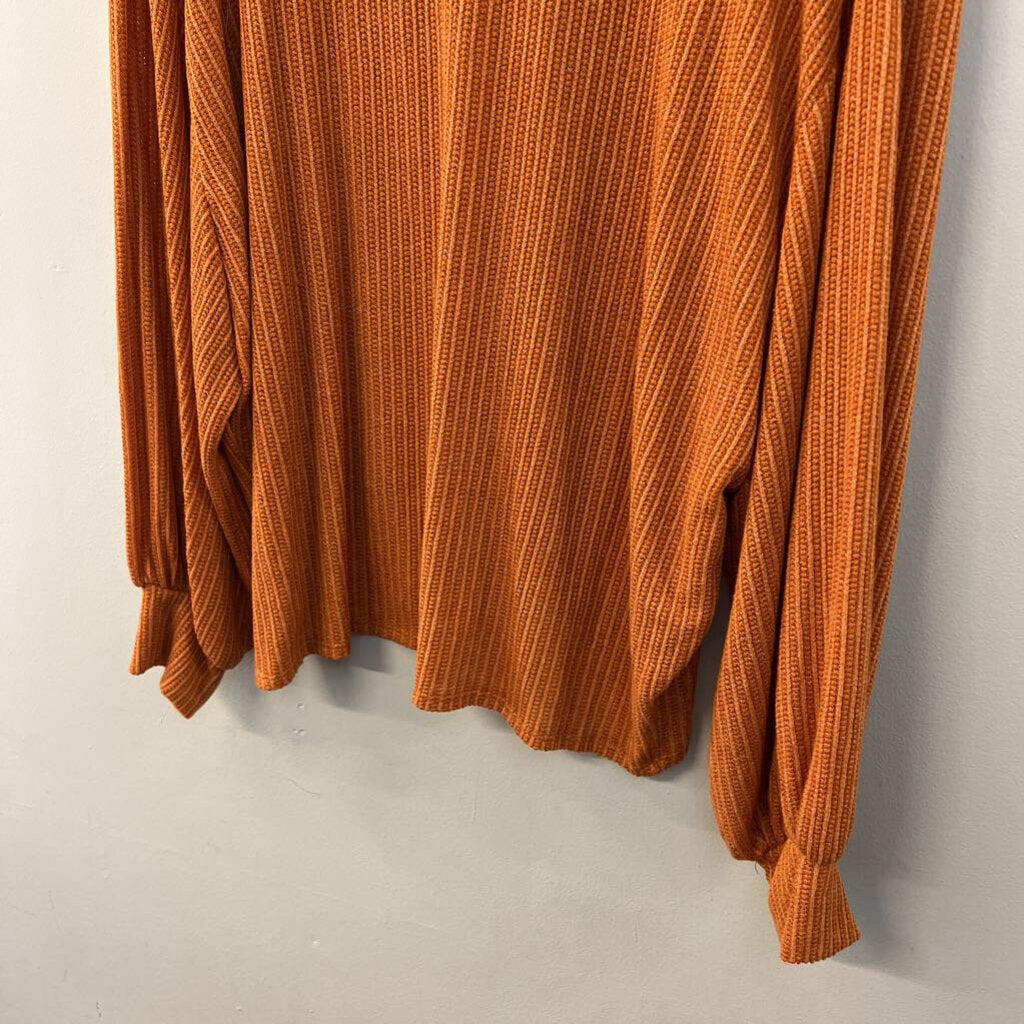 Andree Orange Knit Long Sleeve Turtleneck Sweater Large