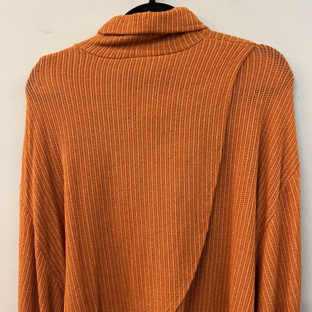 Andree Orange Knit Long Sleeve Turtleneck Sweater Large