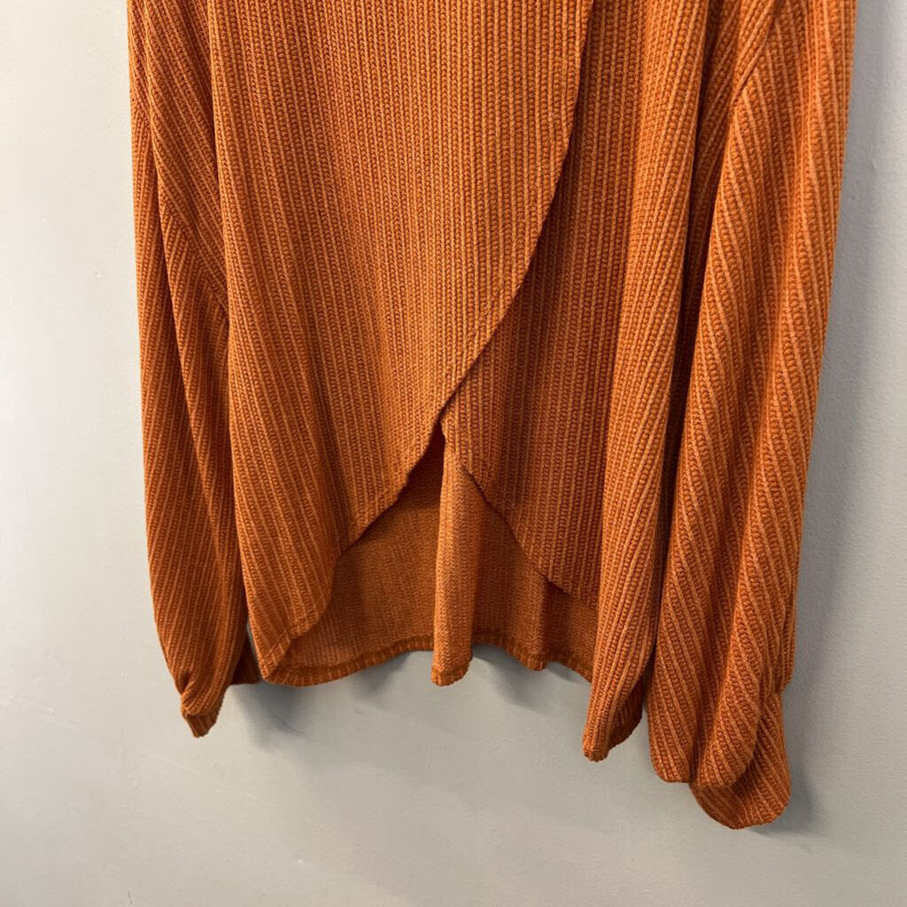Andree Orange Knit Long Sleeve Turtleneck Sweater Large
