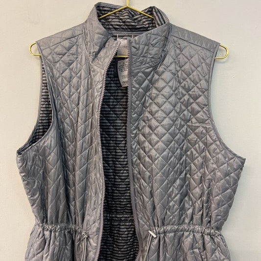 Chicos Grey Quilted Zip Up Vest 12/14