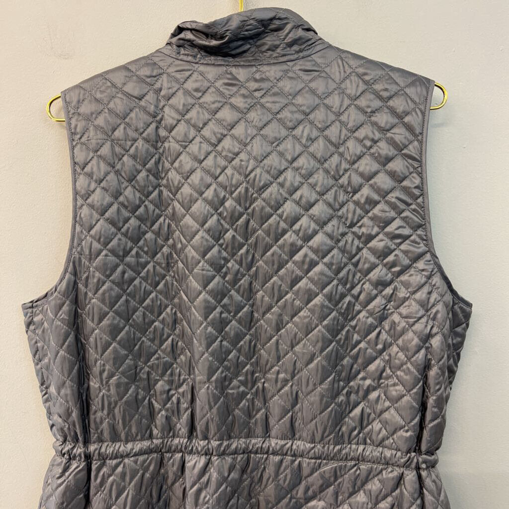 Chicos Grey Quilted Zip Up Vest 12/14