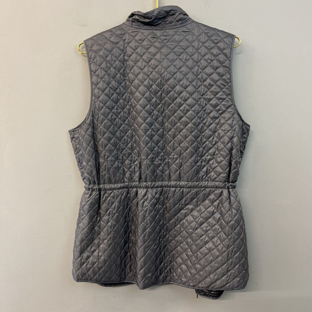 Chicos Grey Quilted Zip Up Vest 12/14