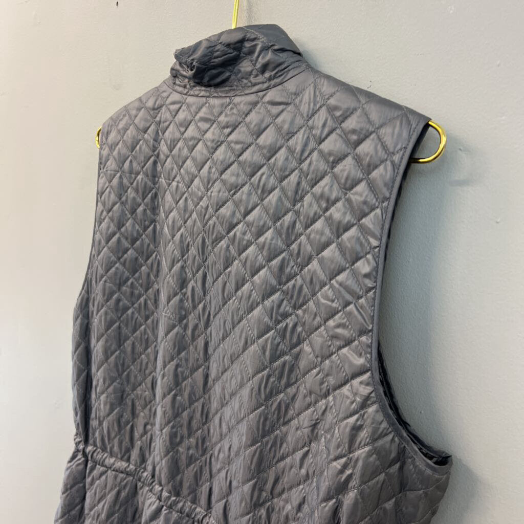 Chicos Grey Quilted Zip Up Vest 12/14