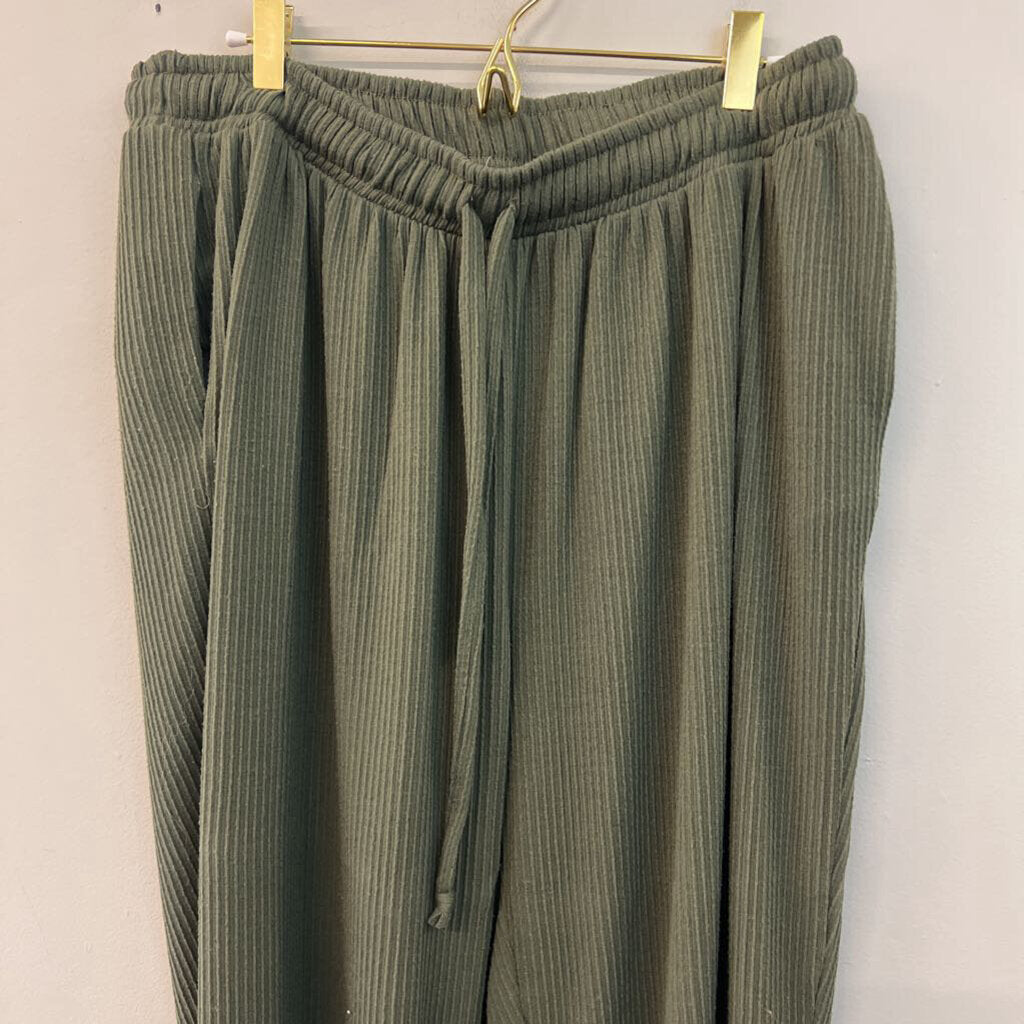 White Birch Green Textured Pull On Jogger Pants 2X