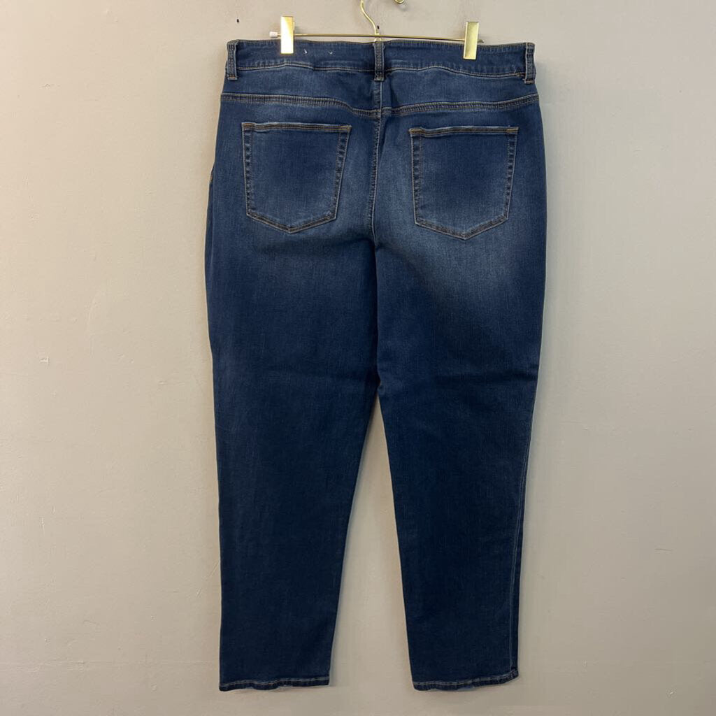 Chicos Dark Wash Pearl Embellished Boyfriend Jeans 2.5R