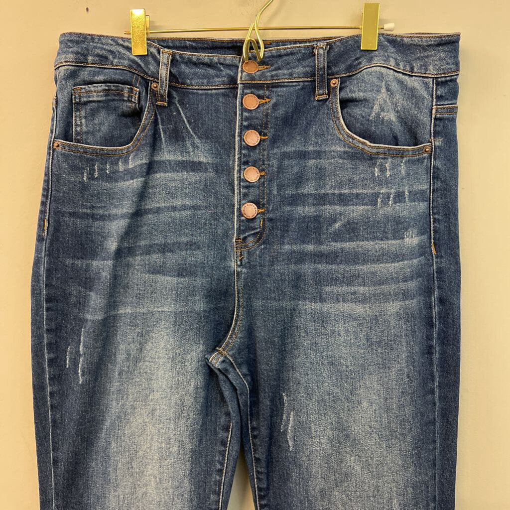 Risen Dark Wash Flare Leg Jeans 1XL