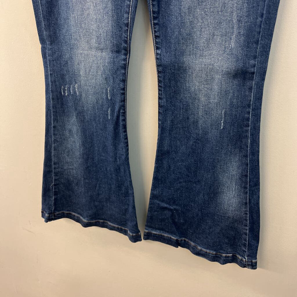 Risen Dark Wash Flare Leg Jeans 1XL