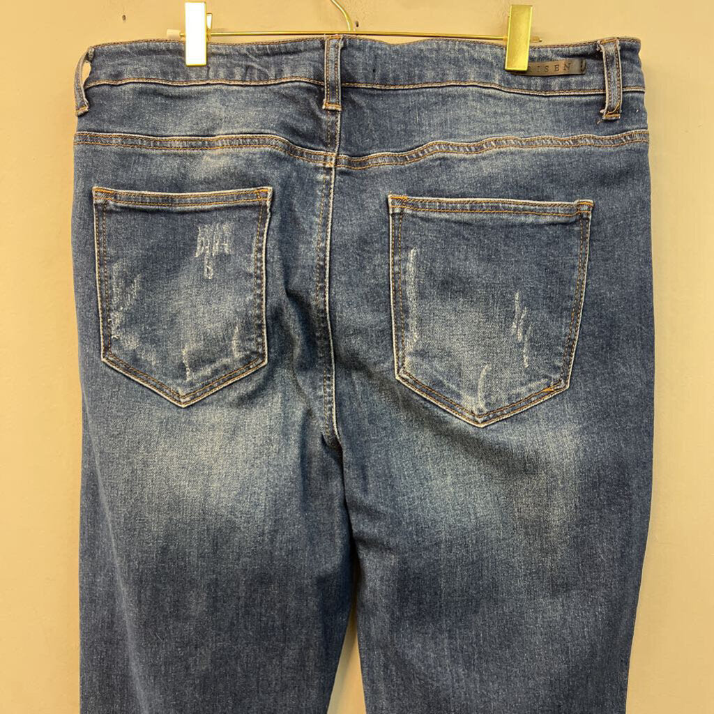 Risen Dark Wash Flare Leg Jeans 1XL
