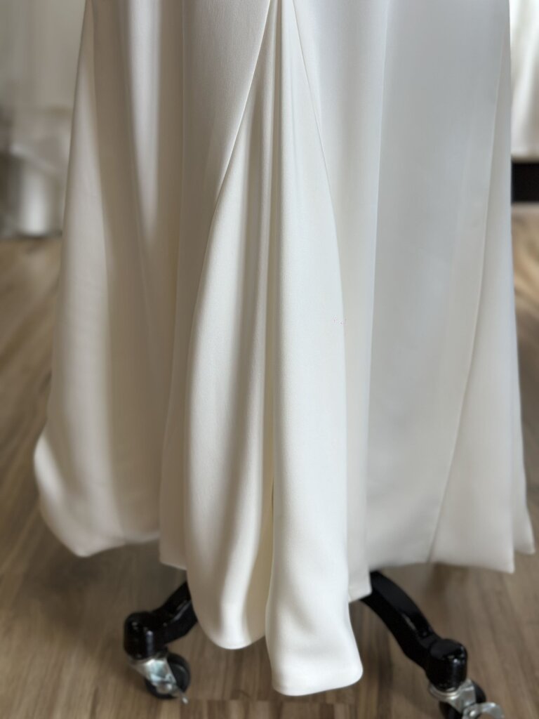 Mori Lee Ivory Fitted Crepe V Neck Bridal Gown 4