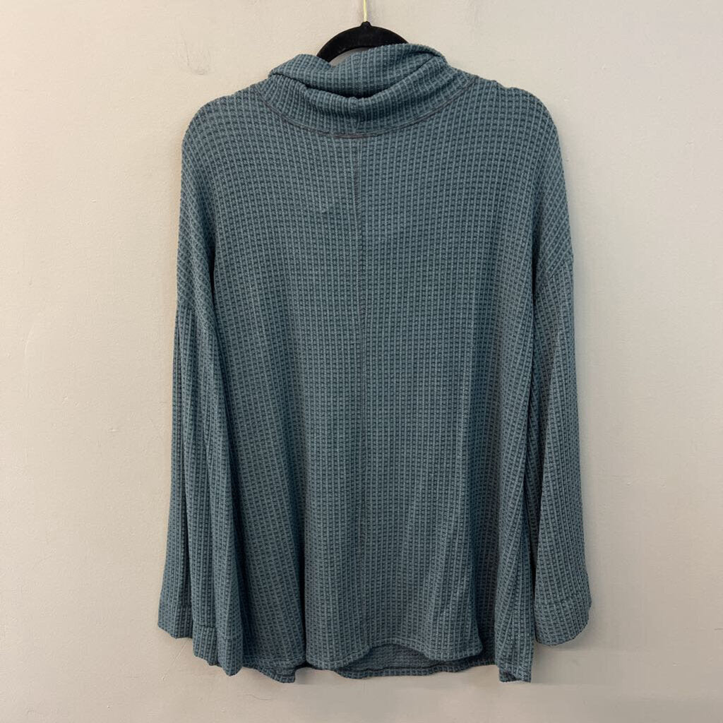 Andree Blue Knit Long Sleeve Turtleneck Top 1X