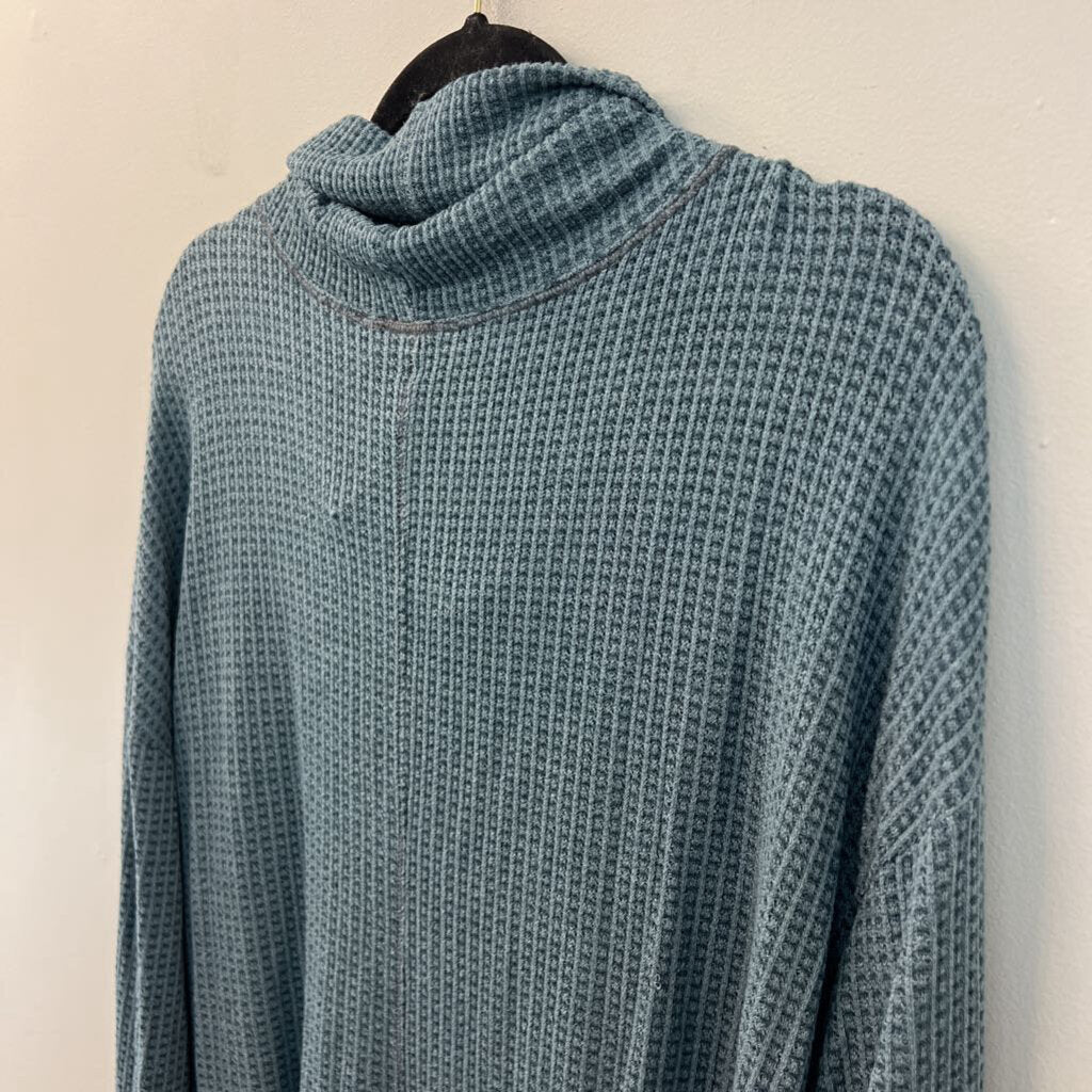 Andree Blue Knit Long Sleeve Turtleneck Top 1X
