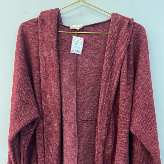 Style Rack Red Soft Open Front Long Sleeve Hooded Top Small