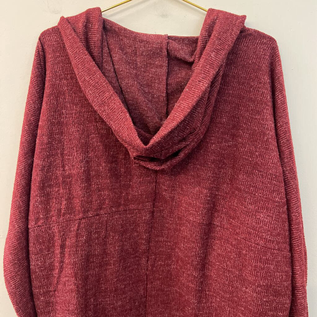 Style Rack Red Soft Open Front Long Sleeve Hooded Top Small