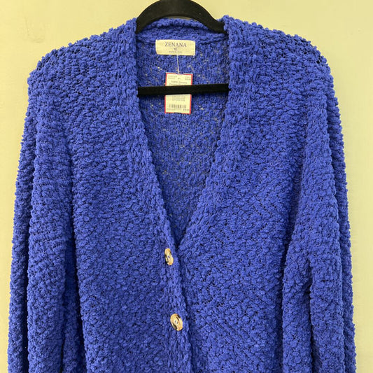 Zenana Blue Knit Long Sleeve Cardigan Sweater Extra Large