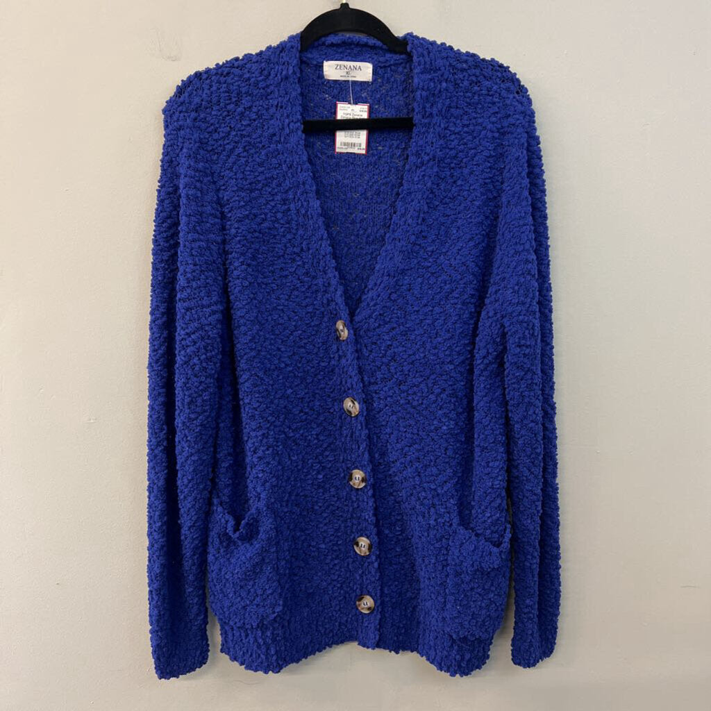 Zenana Blue Knit Long Sleeve Cardigan Sweater Extra Large