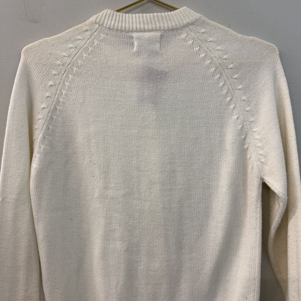 Vintage Woolco Sstroller Cream Cable Knit Cardigan Sweater 38
