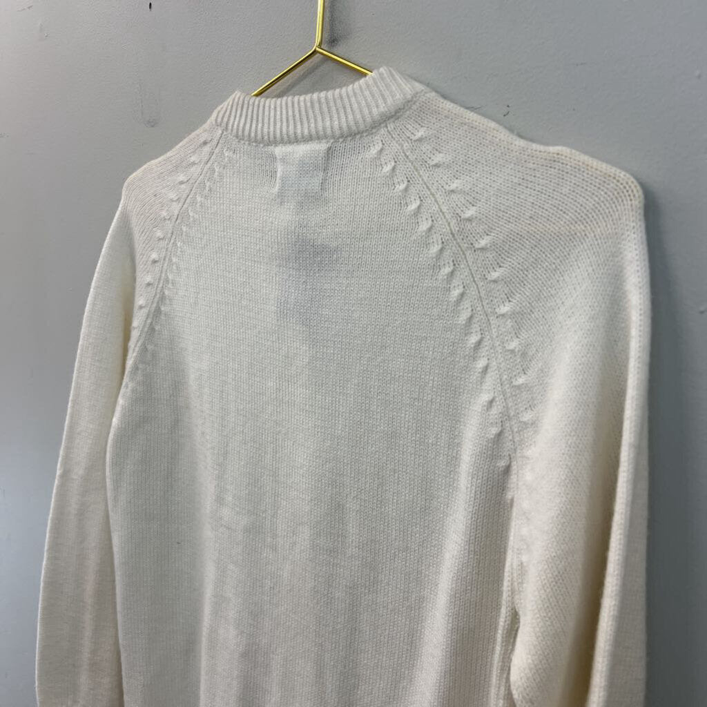 Vintage Woolco Sstroller Cream Cable Knit Cardigan Sweater 38