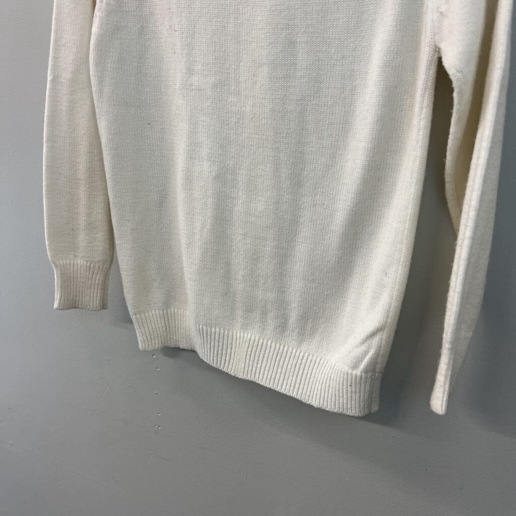 Vintage Woolco Sstroller Cream Cable Knit Cardigan Sweater 38