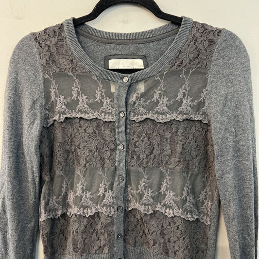 Abercrombie and Fitch Grey Lace Front Cardigan Sweater Medium