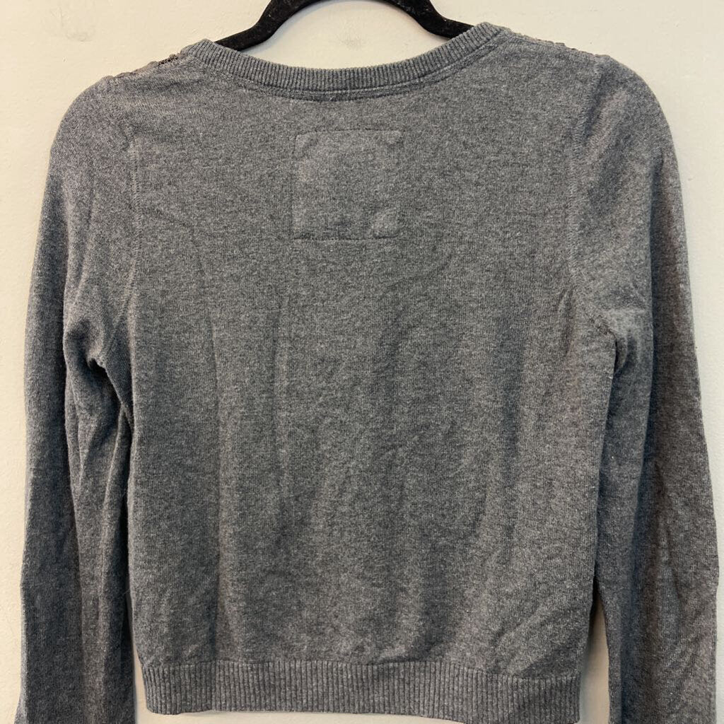 Abercrombie and Fitch Grey Lace Front Cardigan Sweater Medium
