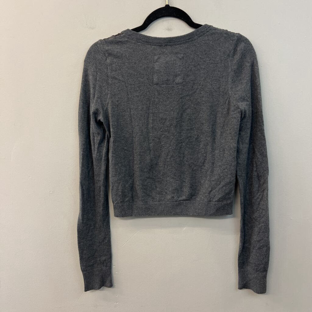 Abercrombie and Fitch Grey Lace Front Cardigan Sweater Medium