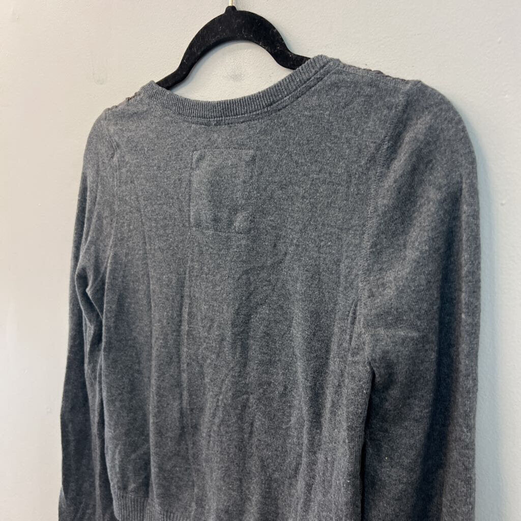 Abercrombie and Fitch Grey Lace Front Cardigan Sweater Medium