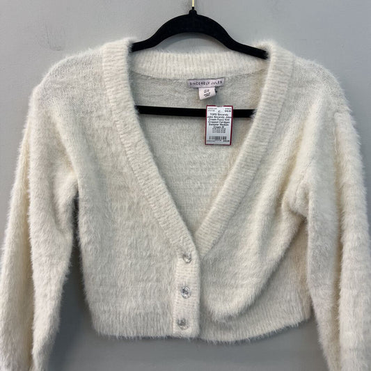 Sincerely Jules Cream Fuzzy Knit Cropped Cardigan Sweater Medium