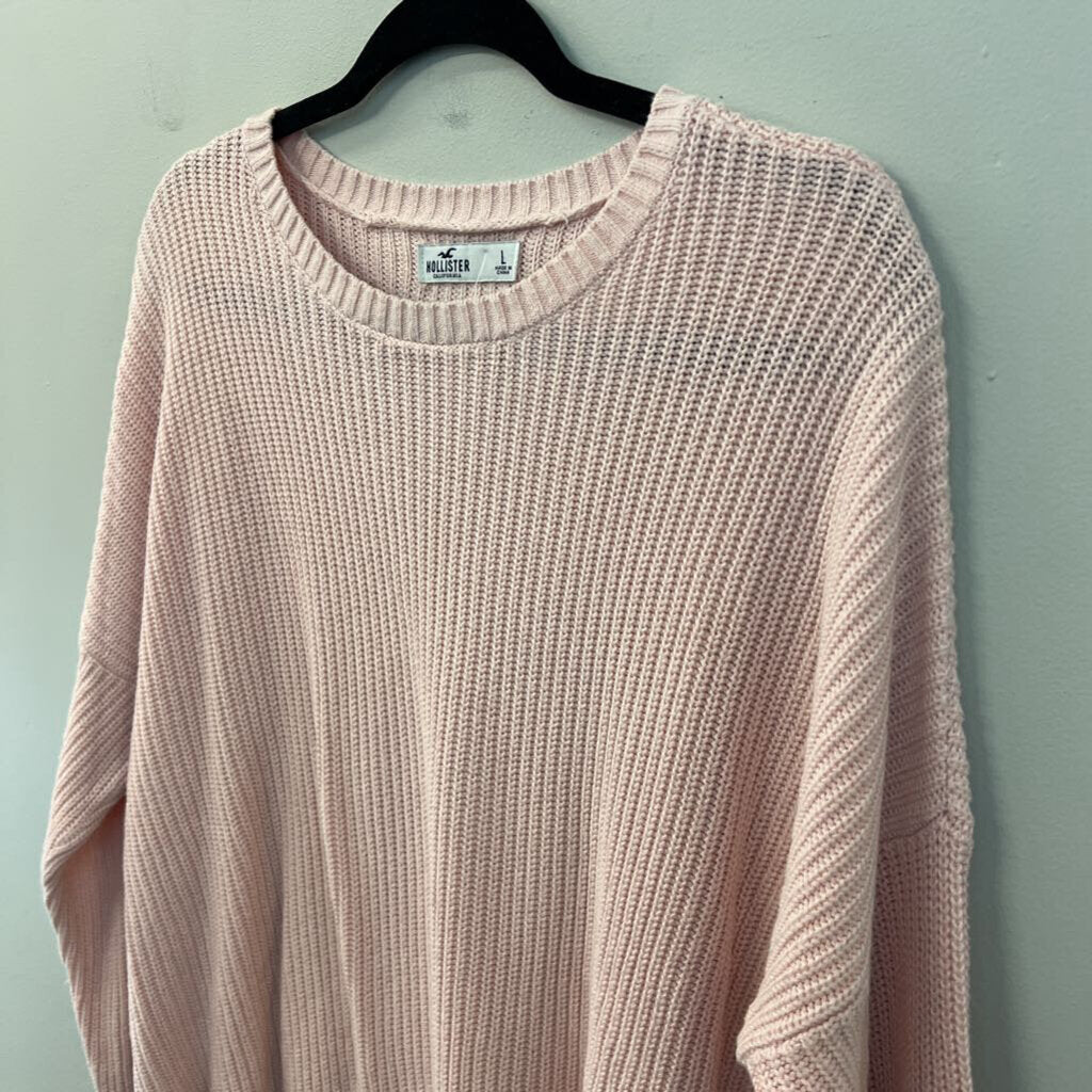 Hollister Pink Knit Long Sleeve Sweater Top Large