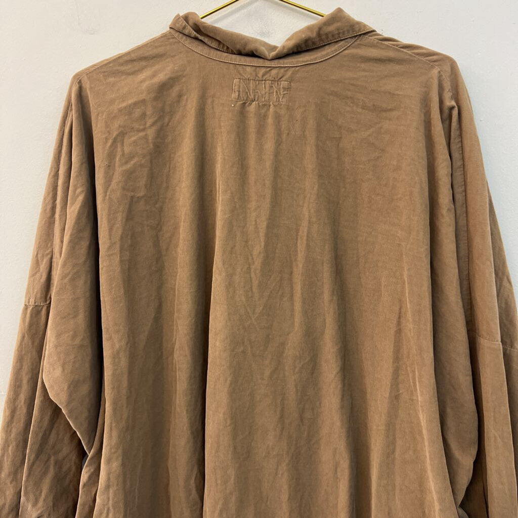 Labo Art Brown Corduroy Long Sleeve Dress Medium