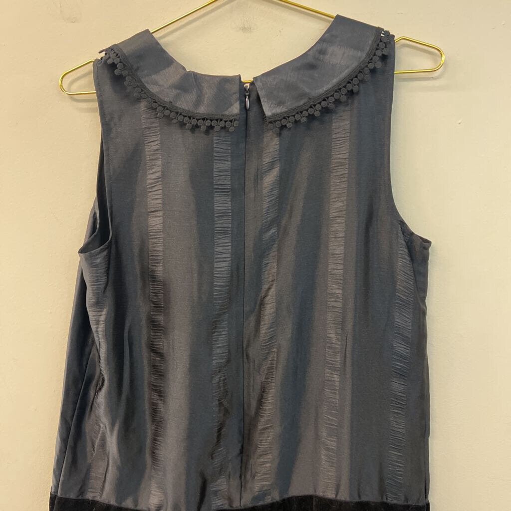 Anna Sui Black Lace Detail Sleeveless Collared Dress Medium