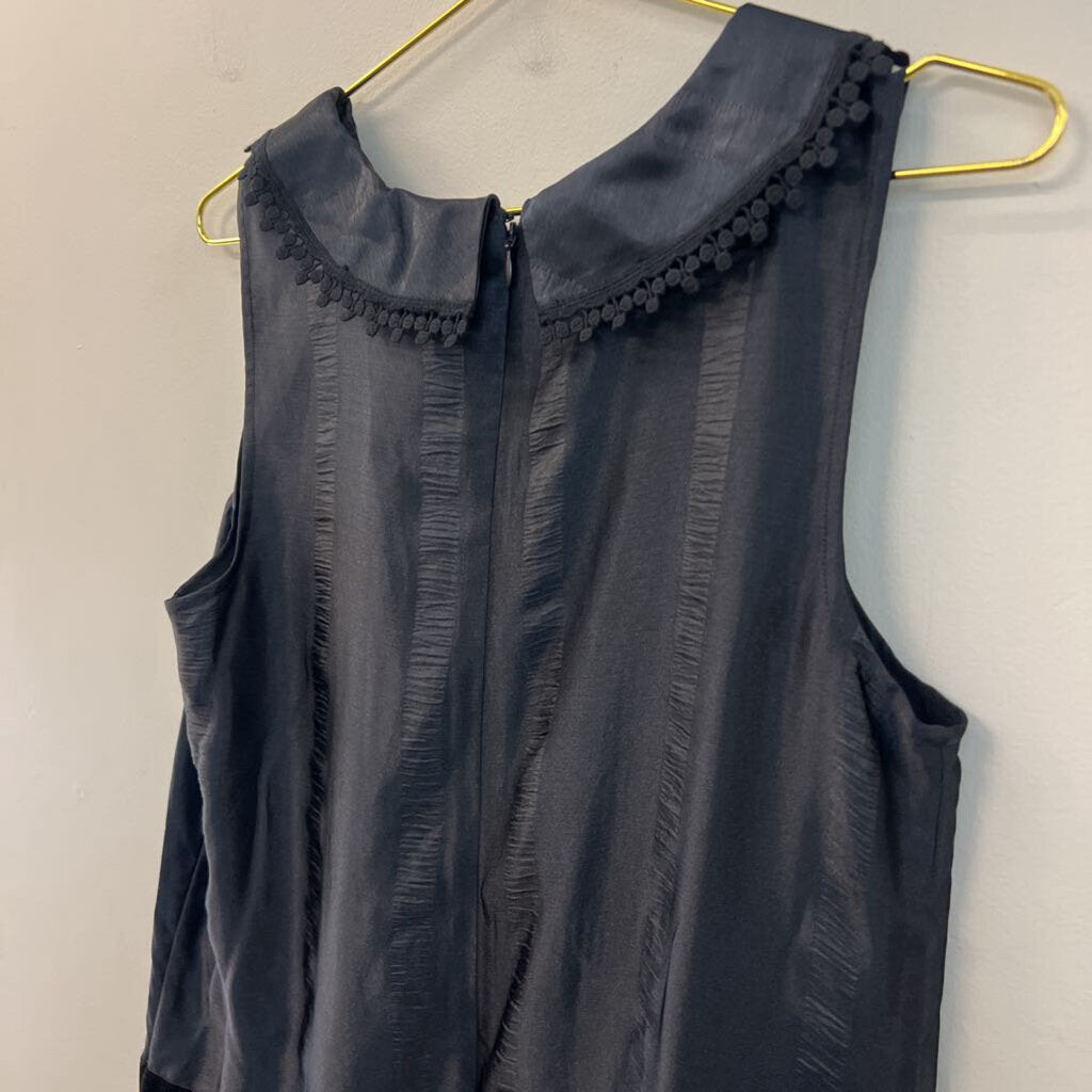 Anna Sui Black Lace Detail Sleeveless Collared Dress Medium