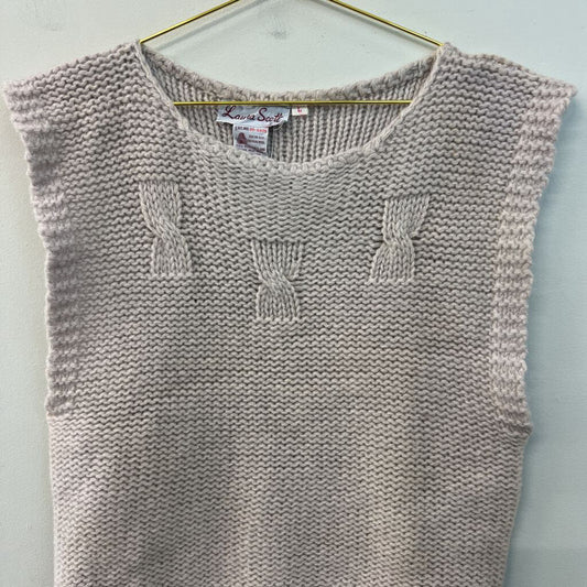 Vintage Laura Scott Grey 100% Wool Knit Vest Top Large