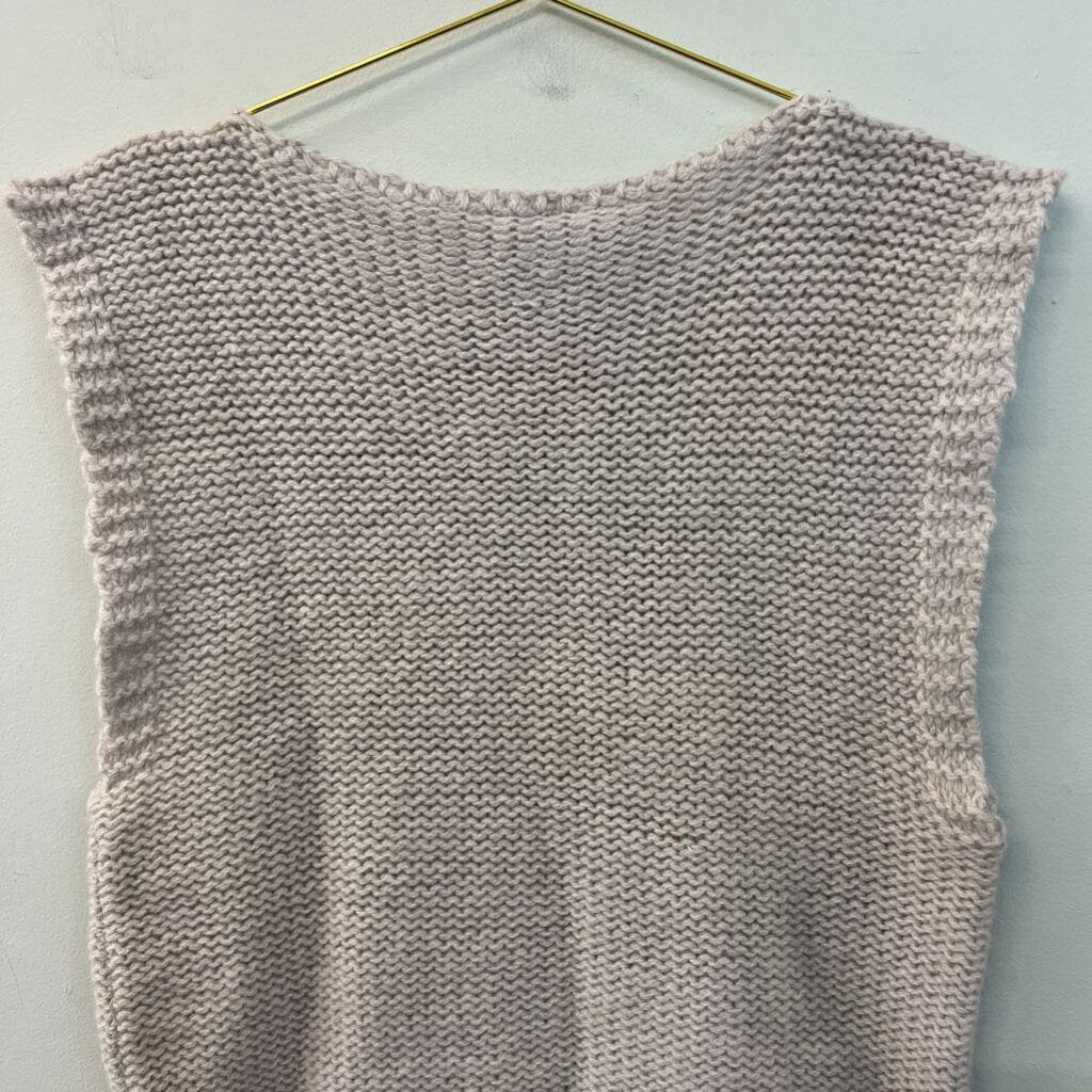 Vintage Laura Scott Grey 100% Wool Knit Vest Top Large