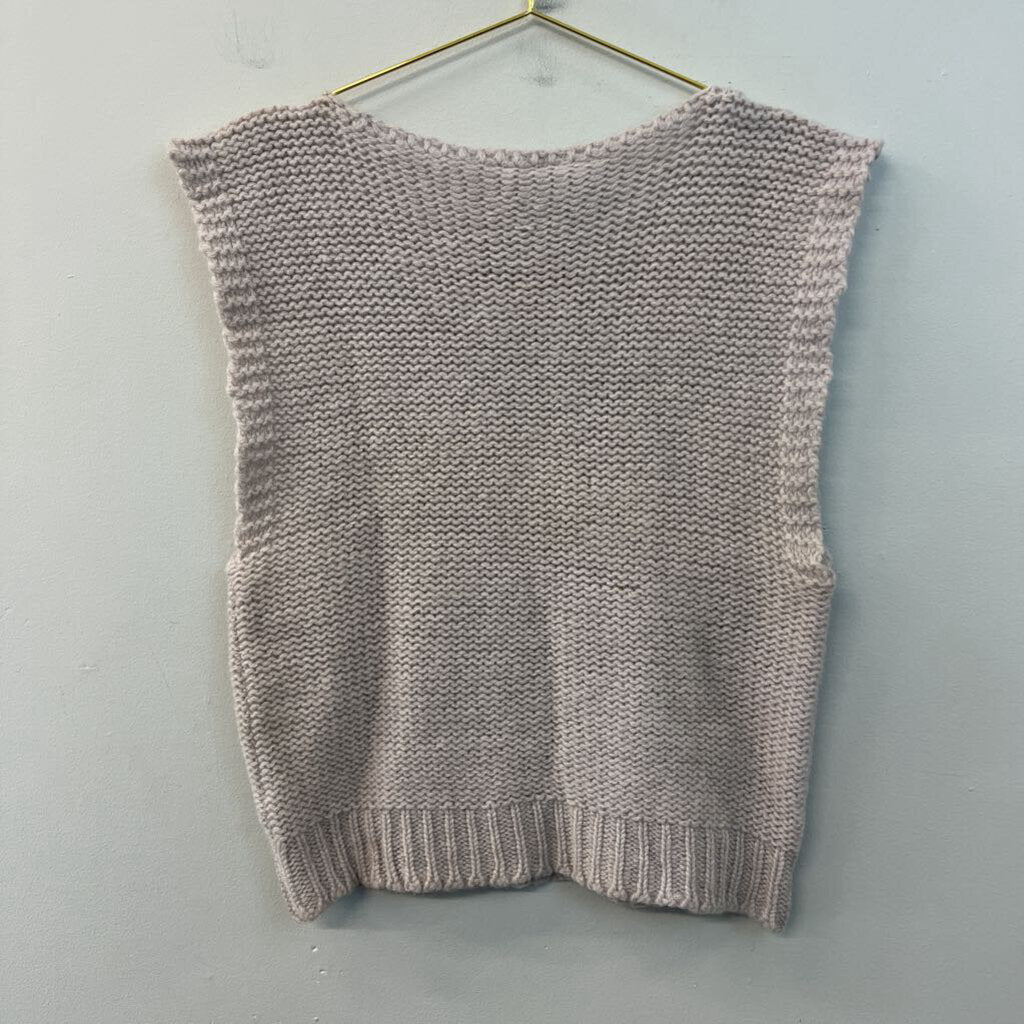 Vintage Laura Scott Grey 100% Wool Knit Vest Top Large