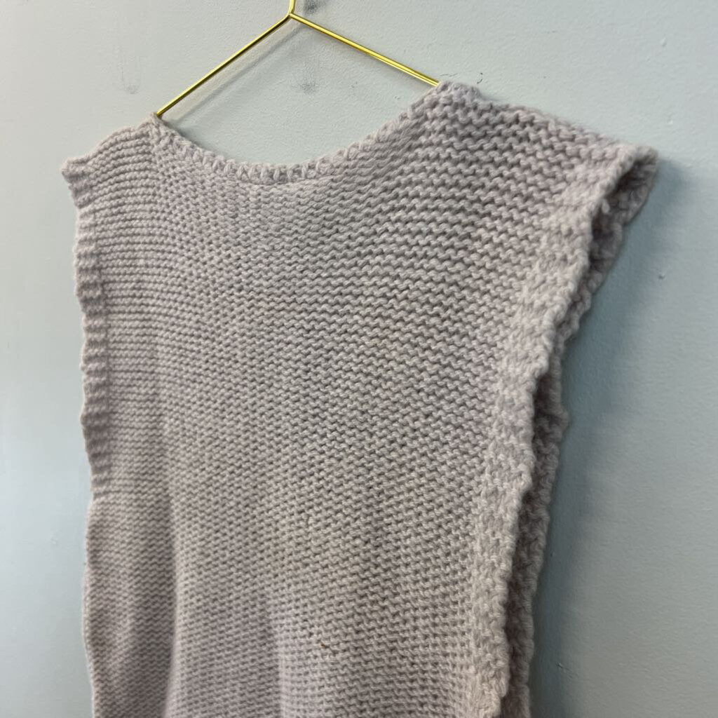 Vintage Laura Scott Grey 100% Wool Knit Vest Top Large