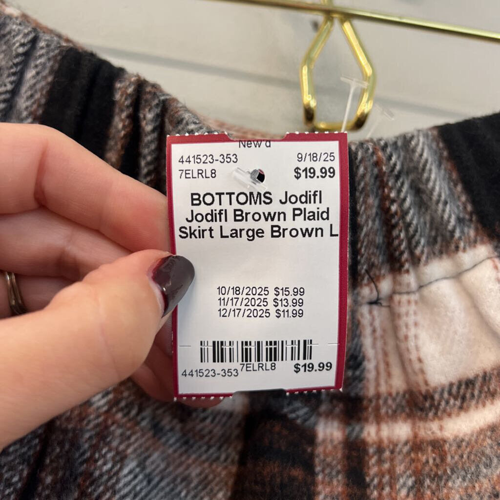 Jodifl Brown Plaid Skirt Large