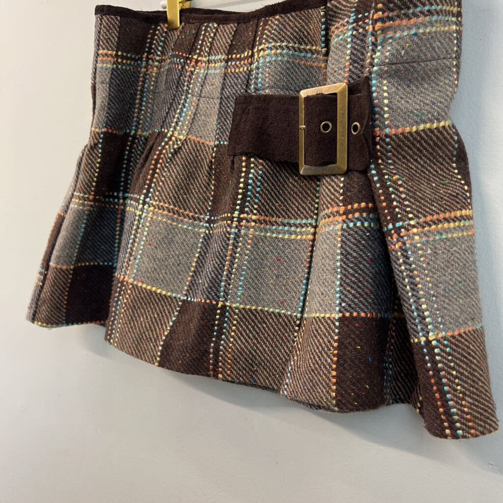 Free People Brown Tweed Plaid Mini Skirt 6