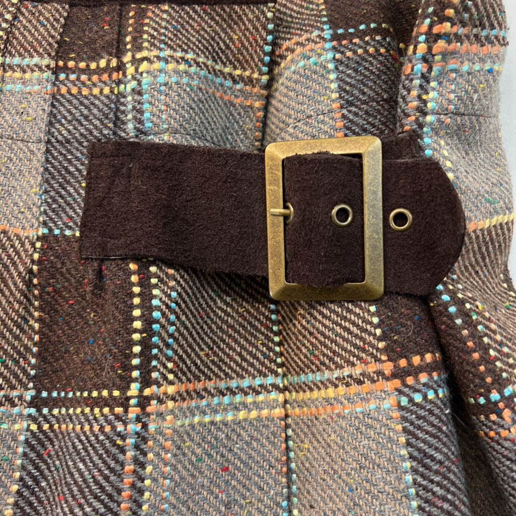 Free People Brown Tweed Plaid Mini Skirt 6