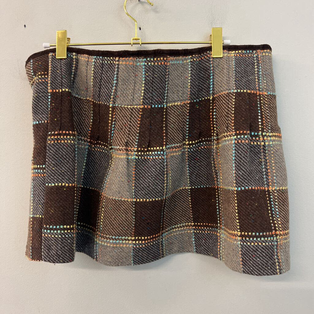 Free People Brown Tweed Plaid Mini Skirt 6