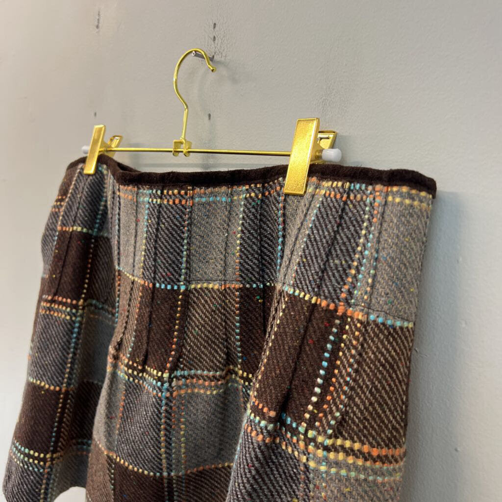 Free People Brown Tweed Plaid Mini Skirt 6