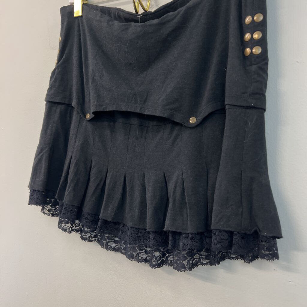 Nomads Black Lace Trim Mini Skirt Medium