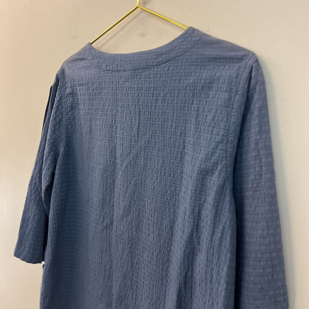 Focus Casual Life Blue Textured Long Sleeve Top Small