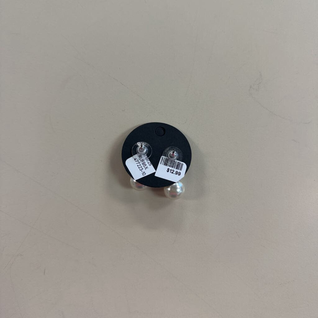 Silver Rhinestone/ Pearl Drop Earrings